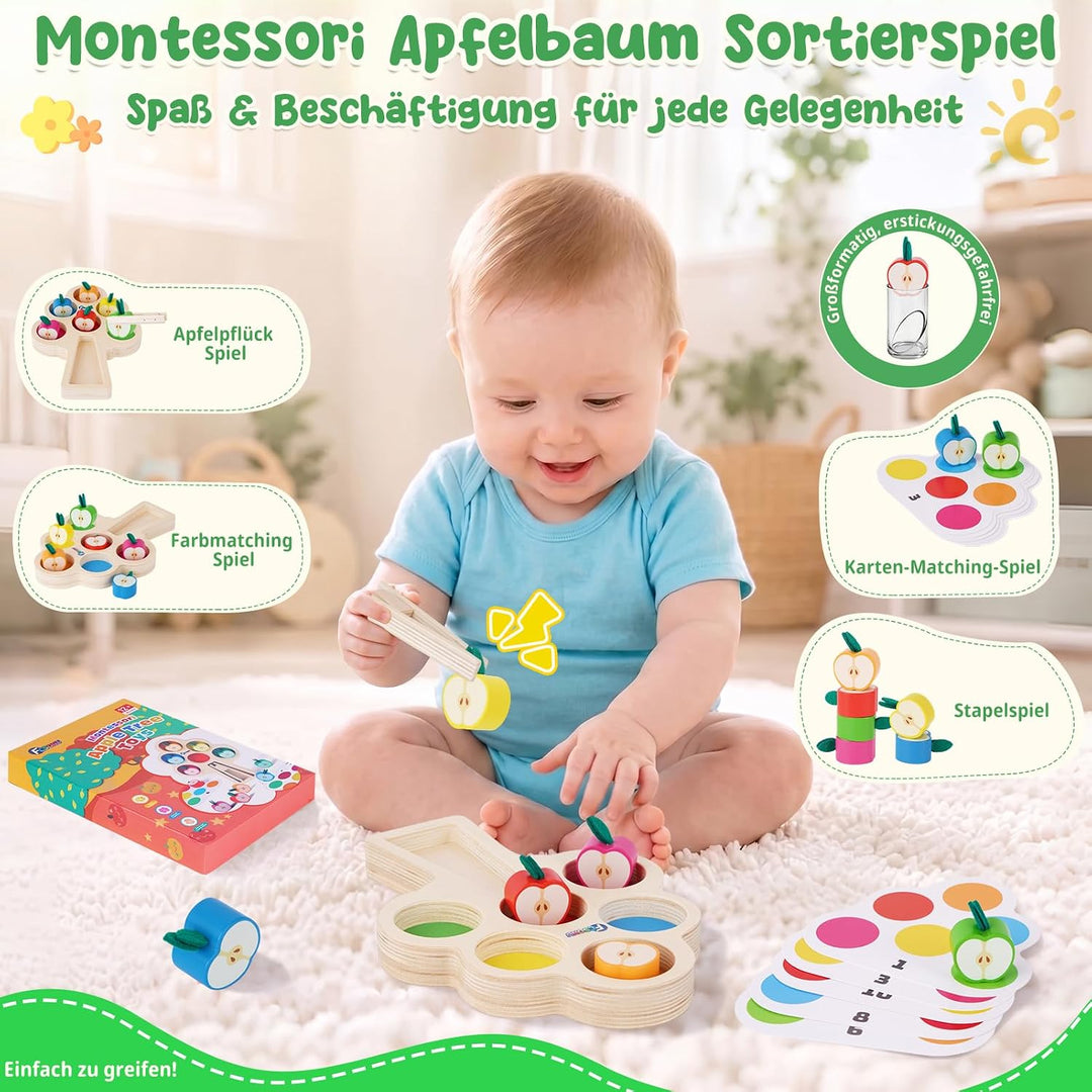 FCSONU Montessori Spielzeug ab 1 2 3 Jahre, Lernen Sortierspiel Feinmotorik | Kinder Farben Lernen M