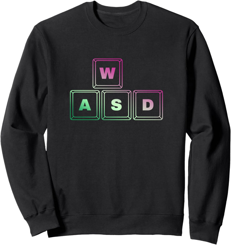 WASD PC Gamer, Zocker Retro Motiv Computerspieler Sweatshirt