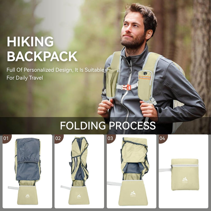 15L Wanderrucksack Kleiner Damen Herren Leichter Faltbarer Daypack Tagesrucksack Trekkingrucksack fü
