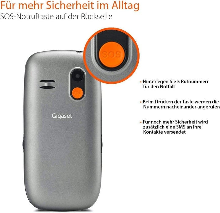 Gigaset GL390 GSM - Senioren Handy mit SOS-Notruf-Taste - grossem 2,2 Zoll Farbdisplay - einfache Be