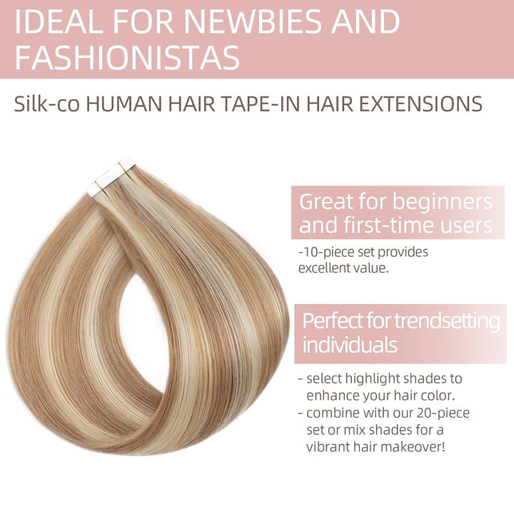 Tape Extensions Echthaar 10stk, Remy Tape in Extensions Haarverlängerung, Skin Weft Echthaar Haarext