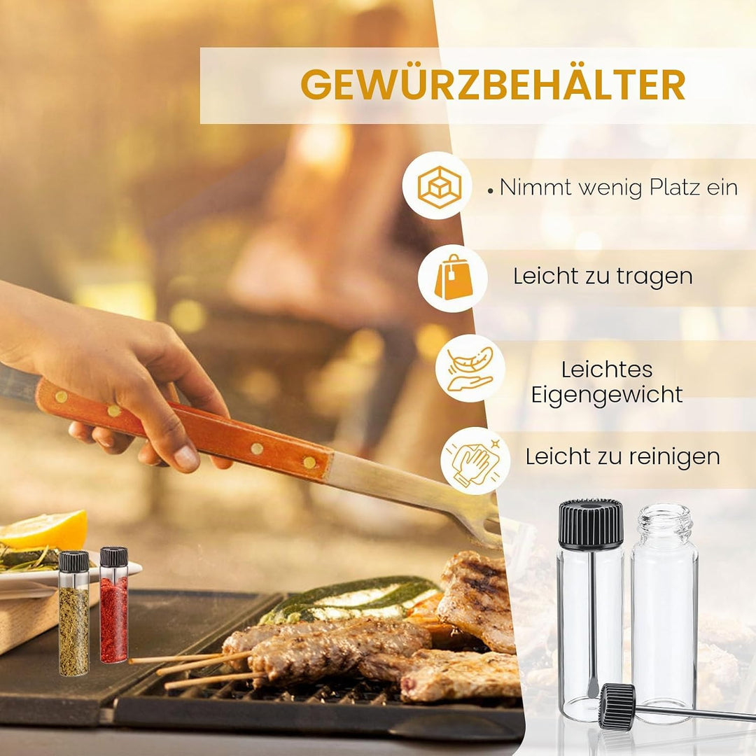 Mini-Gewürzbehälter, tragbarer Glasbehälter, Gewürzspender mit Löffel, Gewürzgläser Klein für Campin