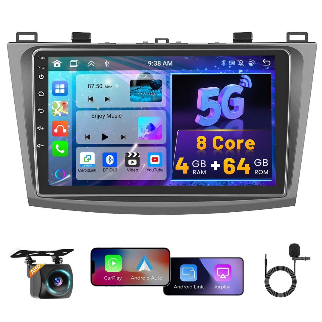 4+64GB 8 Core Radio Hikity Wireless Carplay Autoradio mit Navi für Mazda 3 2010-2013 Android Auto Ra