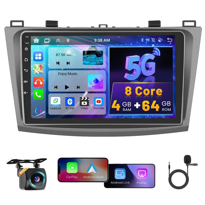 4+64GB 8 Core Radio Hikity Wireless Carplay Autoradio mit Navi für Mazda 3 2010-2013 Android Auto Ra