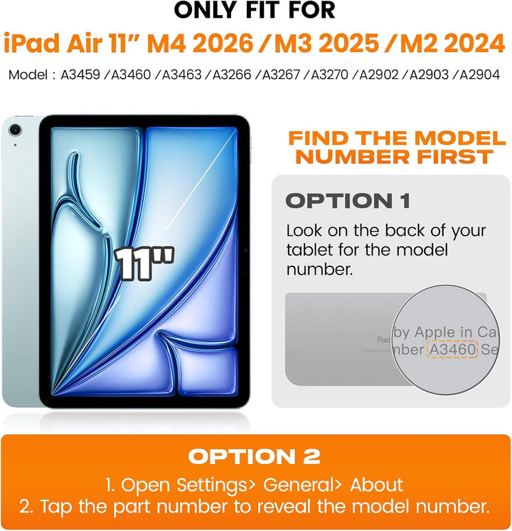 SEYMAC stock Hülle für iPad Air 11 Zoll 2025/2024 (M3/M2, Air 7./6. Generation), Stossfeste Schutzhü