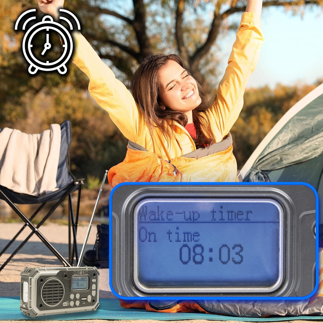 Duronic SDAB1 Kurbelradio, Tragbares Solar Notfall DAB FM Radio mit LED Licht und Kurbel, Batteriebe
