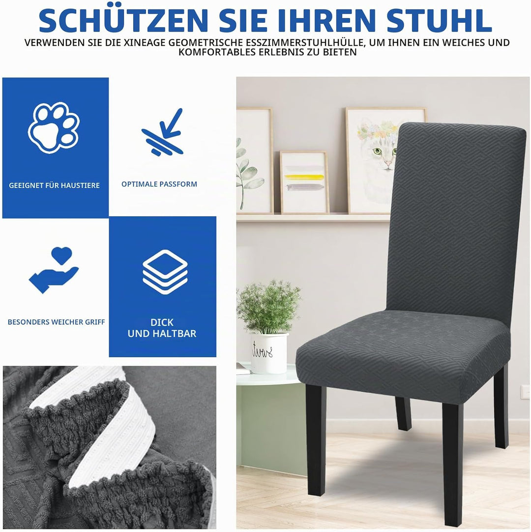 XINEAGE Stuhlhussen 4er Set, Stretch Stuhlhussen für Esszimmerstühle, Universale Stuhlhussen Waschba