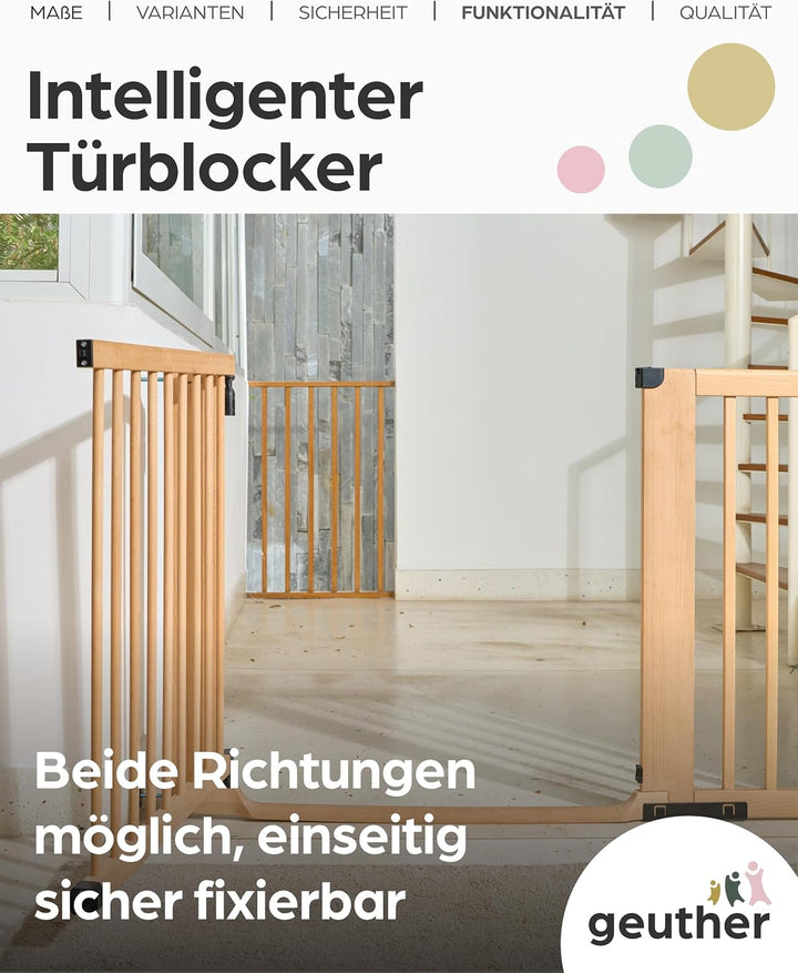 Geuther Easylock Flat Step Treppenschutzgitter ohne Bohren, 87-95 cm Breite, Türschutzgitter zum Kle
