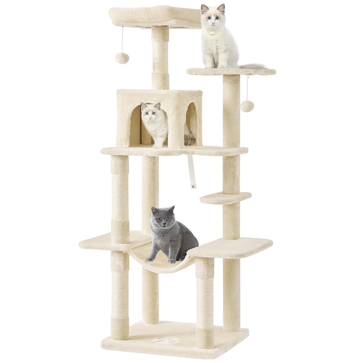 MSmask Kratzbaum gross, L Katzenkratzbaum Stabil, Katzenbaum mit Katzenhöhlen, Plattformen, Hängemat