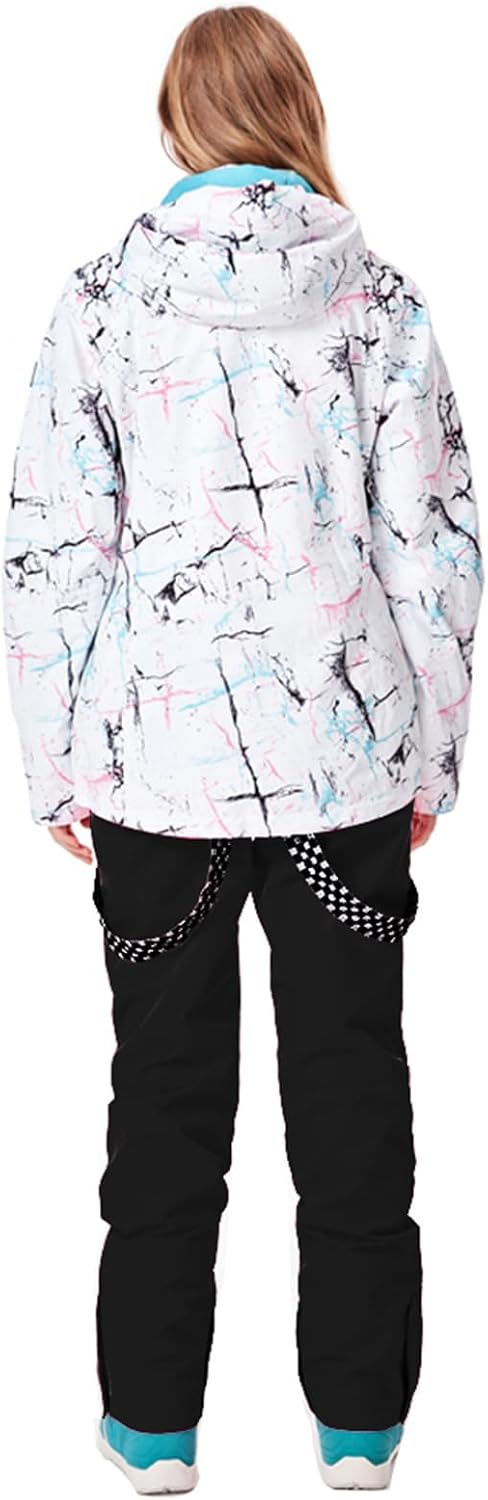 ALSOGO Damen Skijacke &amp; Skihose Set Skianzug 2 teilig Schneeanzug 10.000mm Wassersäule Atmungsaktiv