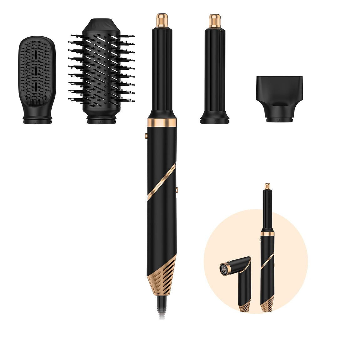 TANSHINE 5 in 1 Hairstyler Auto Air Styler Set, Leicht und Faltbar Haarstyler Heissluftbürste Fföhnb