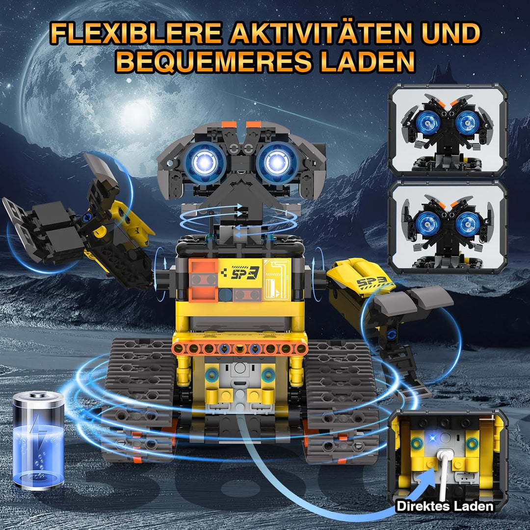 Technic Roboter Bauspielzeug Bausatz, 688PCS 5-IN-1 RC Roboter und Auto, Ferngesteuert und App Robot