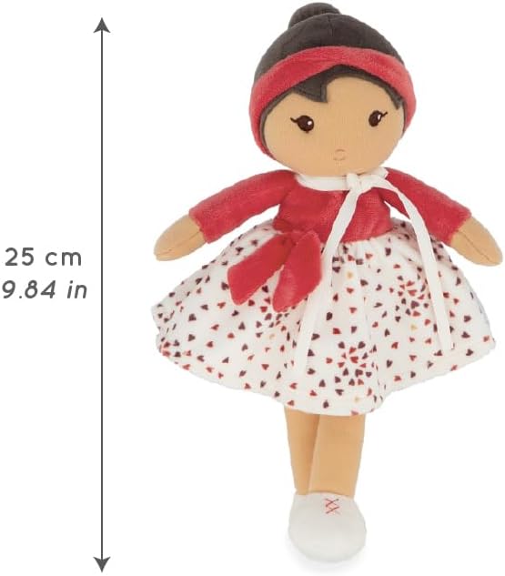KALOO – Tendresse – Meine 1. Stoffpuppe Emilie – 25 cm grosse Stoffpuppe – Rock aus Microsamt und ro