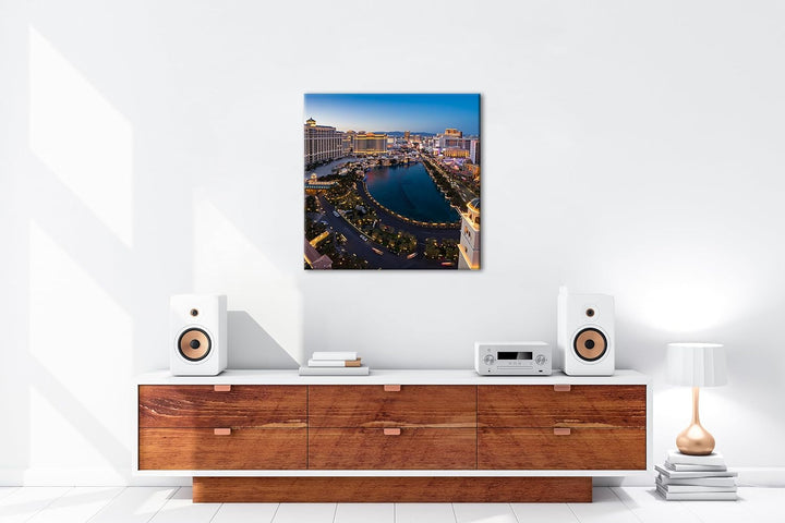 deyoli Las Vegas Skyline Format: 60x60 cm als Leinwandbild, Motiv fertig gerahmt auf Echtholzrahmen,