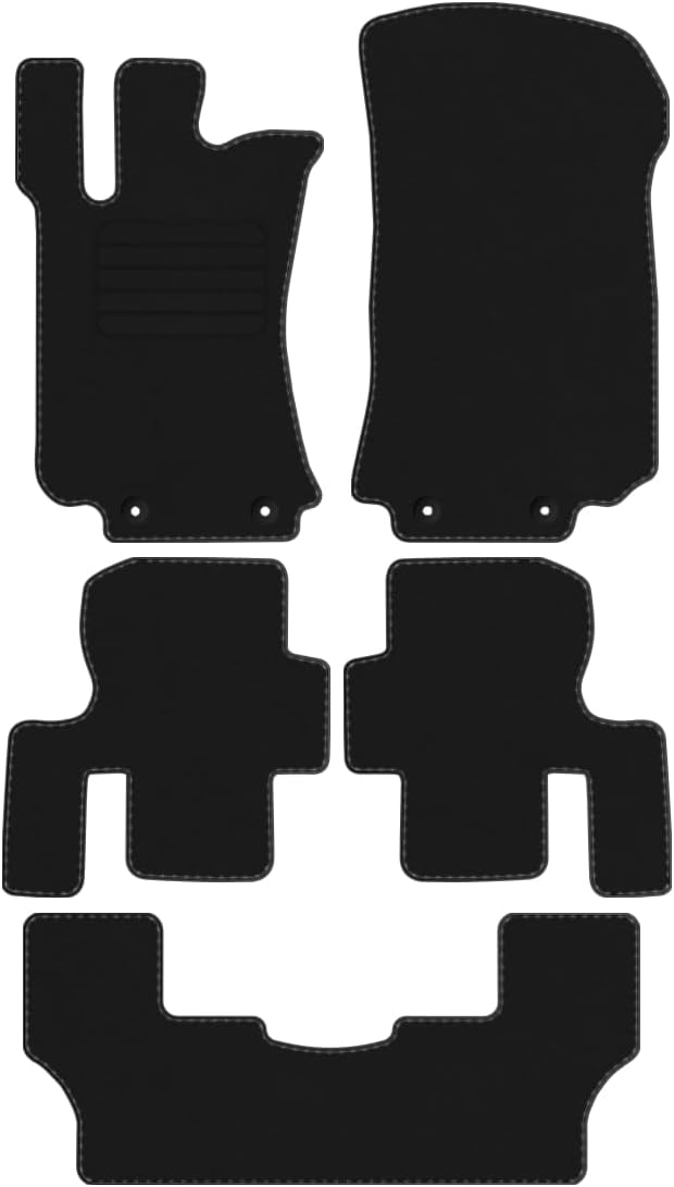 Velourmattenset für Mercedes R-Klasse W251 Bj. 2005 – 2017 7 – Personen Basic runde Befestigungen Mi