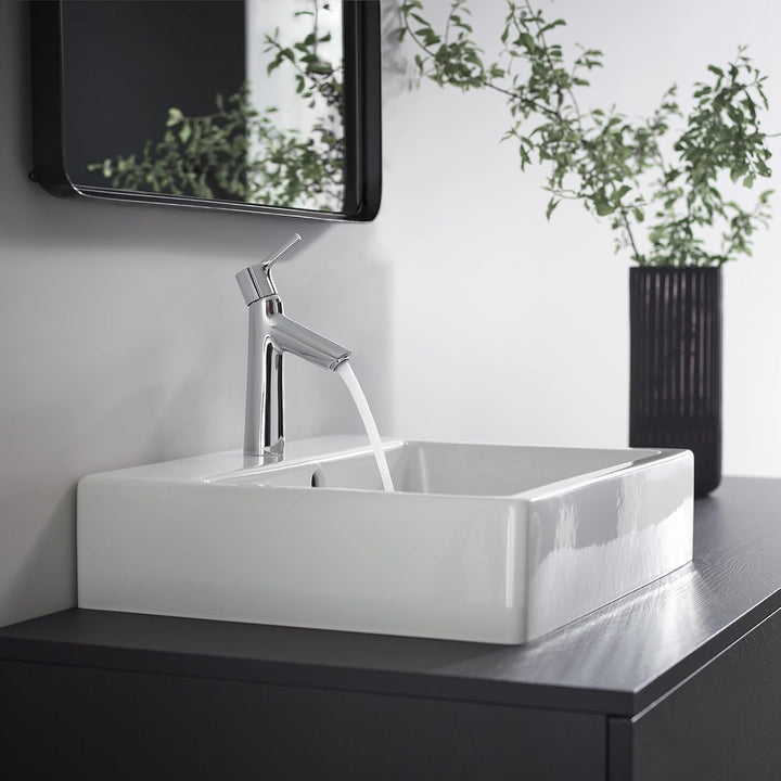 hansgrohe Wasserhahn Talis S (Armatur mit Auslauf Höhe 100mm und Zugstangen-Ablaufgarnitur) Chrom