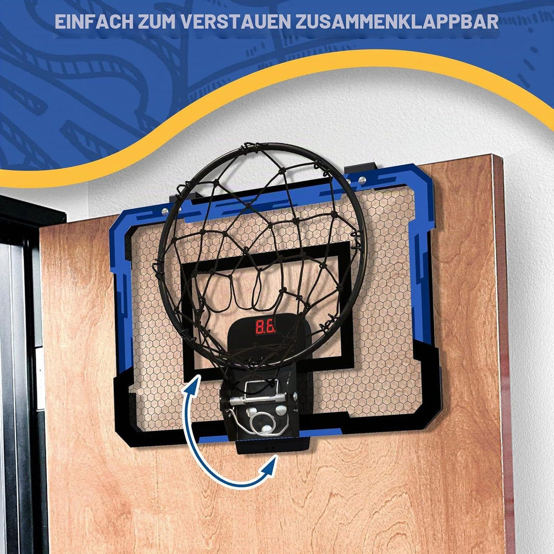 QDRAGON Mini Basketball Hoop for Door, Indoor Basketball Hoop for Bedroom, with 3 Balls/Inflator/Bre