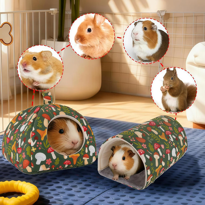 2er Set Meerschweinchen Bett: Ultraweiches Material Meerschweinchen Tunnel, Kuschelhöhle mit abnehmb