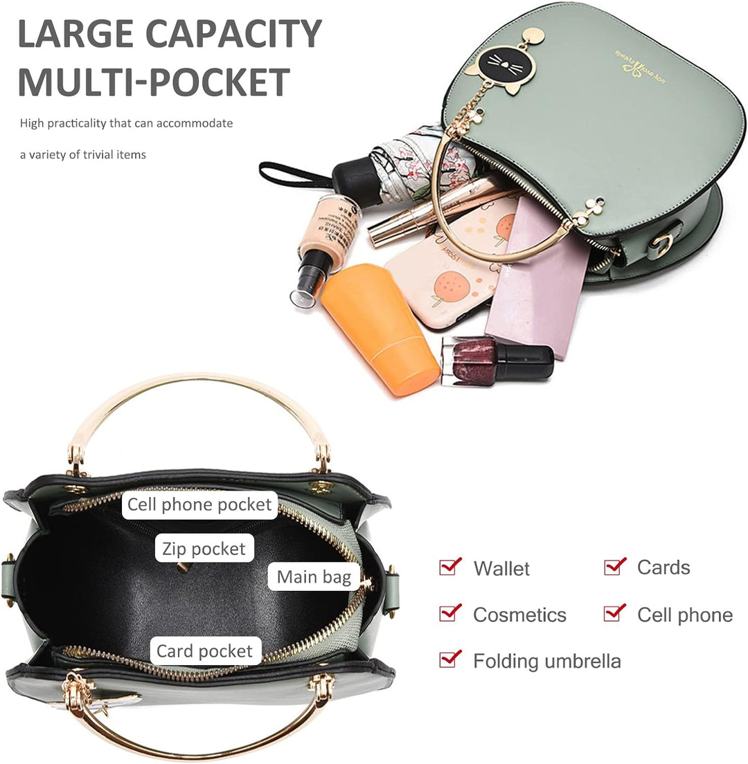 NICOLE & DORIS Runde Umhängetasche Damen Handtasche Klein Tasche Mode Crossbody Bag Damen PU Leder H