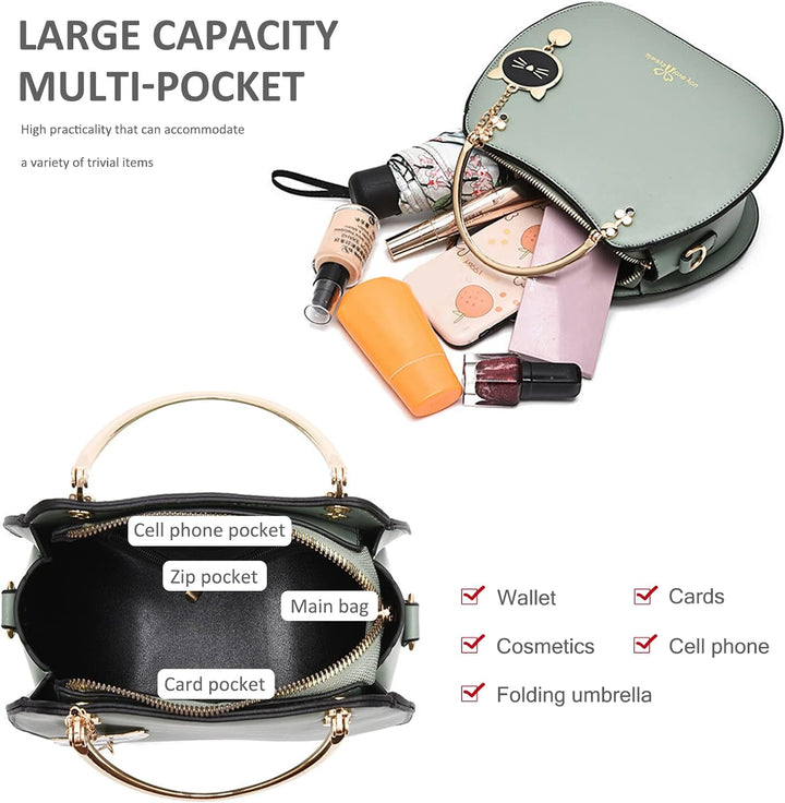 NICOLE & DORIS Runde Umhängetasche Damen Handtasche Klein Tasche Mode Crossbody Bag Damen PU Leder H