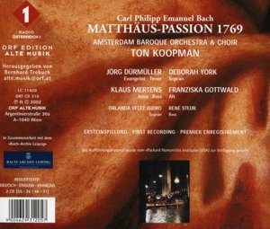 Matthäus Passion 1769, Audio-CD