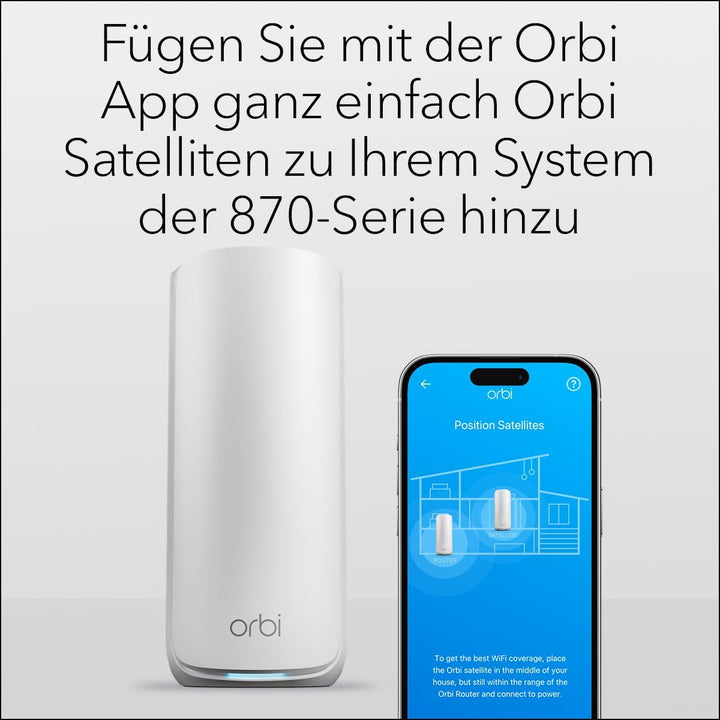NETGEAR Orbi Serie 870 | Mesh WiFi 7 Satellit | RBE870 | Kompatibel mit Orbi Serie RBE872 und RBE873
