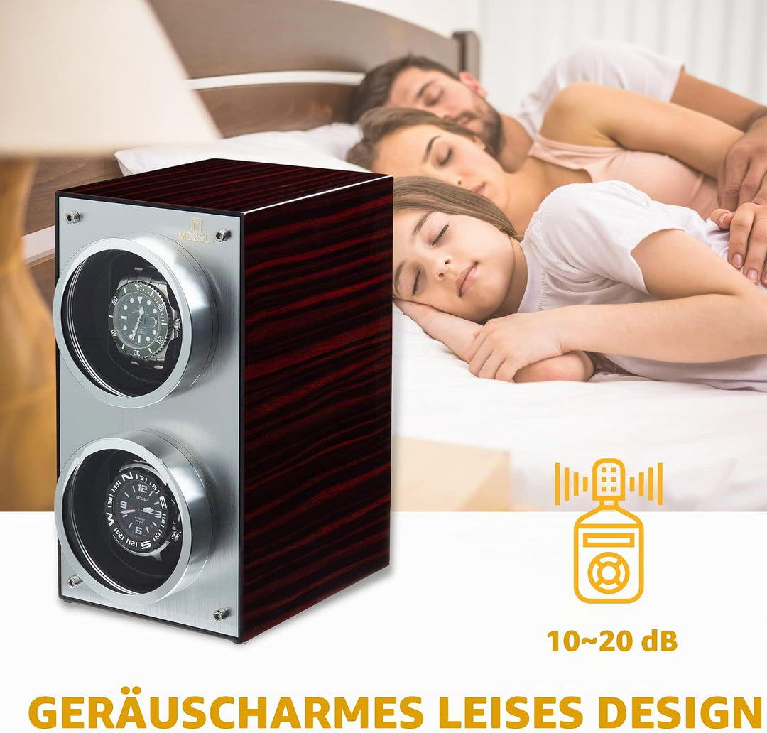 MOZSLY Doppel-Uhrenbeweger für Automatik-Uhren mit leisem Motor 12 Rotationsmodi Einstellung Klavier