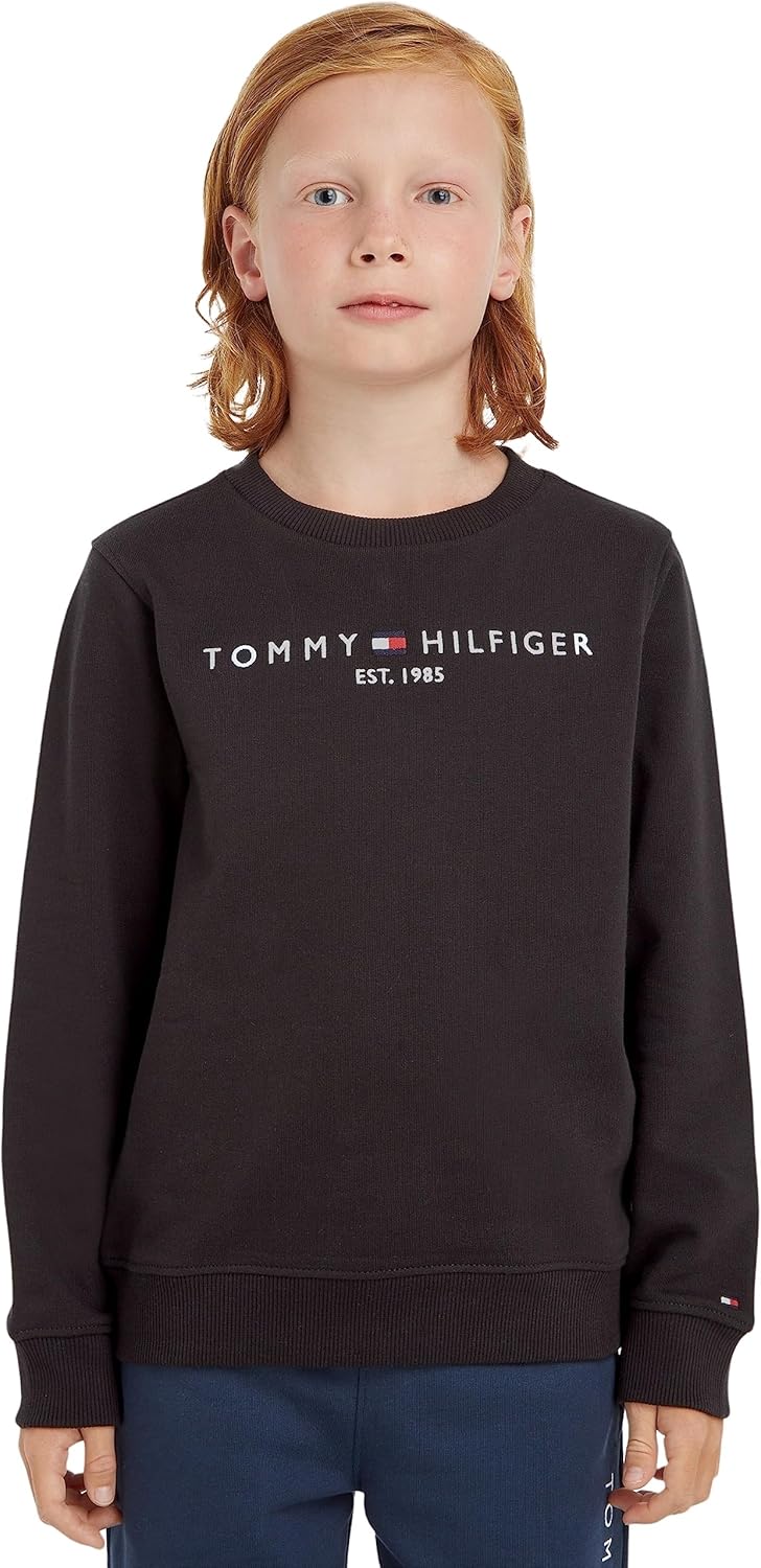 Tommy Hilfiger Kinder Unisex Sweatshirt Essential Sweatshirt ohne Kapuze 4 Jahre Schwarz, 4 Jahre Sc