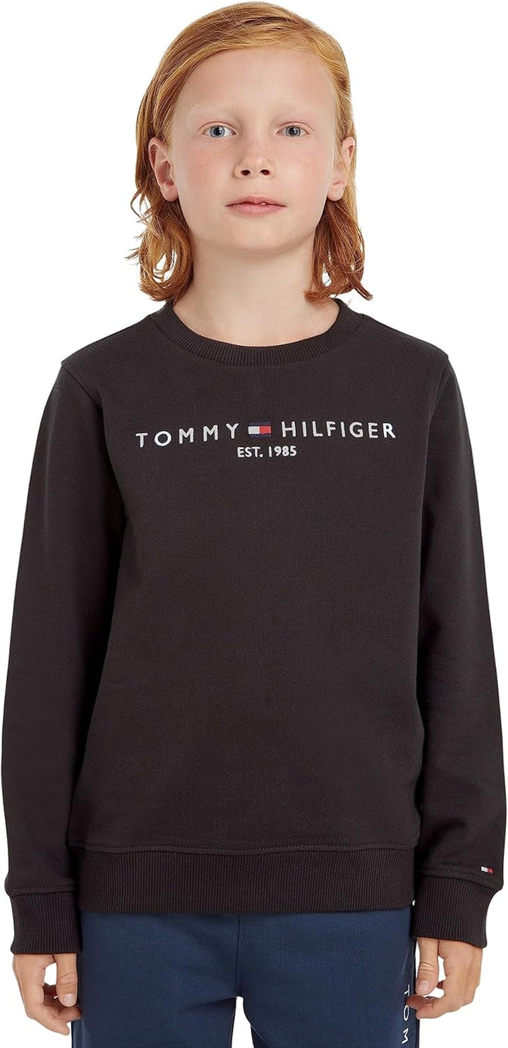 Tommy Hilfiger Kinder Unisex Sweatshirt Essential Sweatshirt ohne Kapuze 4 Jahre Schwarz, 4 Jahre Sc