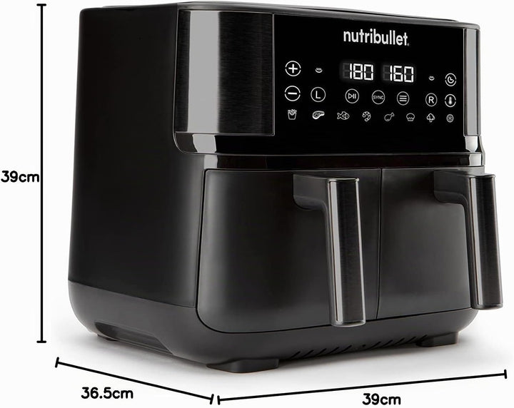 nutribullet Doppelschubladen-Luftfritteuse 8L mit grosser Auswahl an Kochmodi, digitaler LED-Touchsc