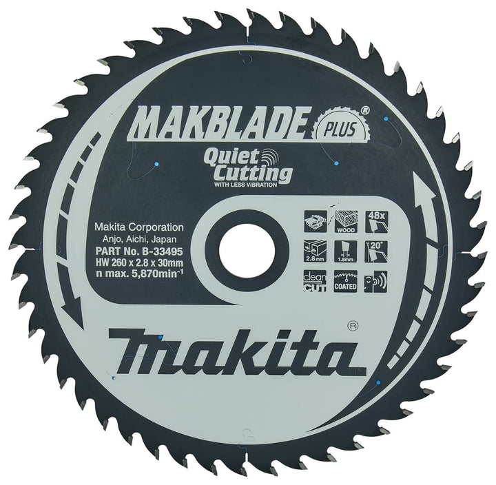 Makita Makblade+ Saegeblatt, 260 x 30 mm, 48Z, B-33495, 28 x 420 mm