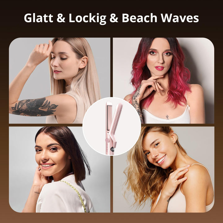 CrazyMar Glätteisen,2 In 1 Glätteisen Locken und Glätten,Ionen Air Glätteisen,9 Temperaturstufen(110