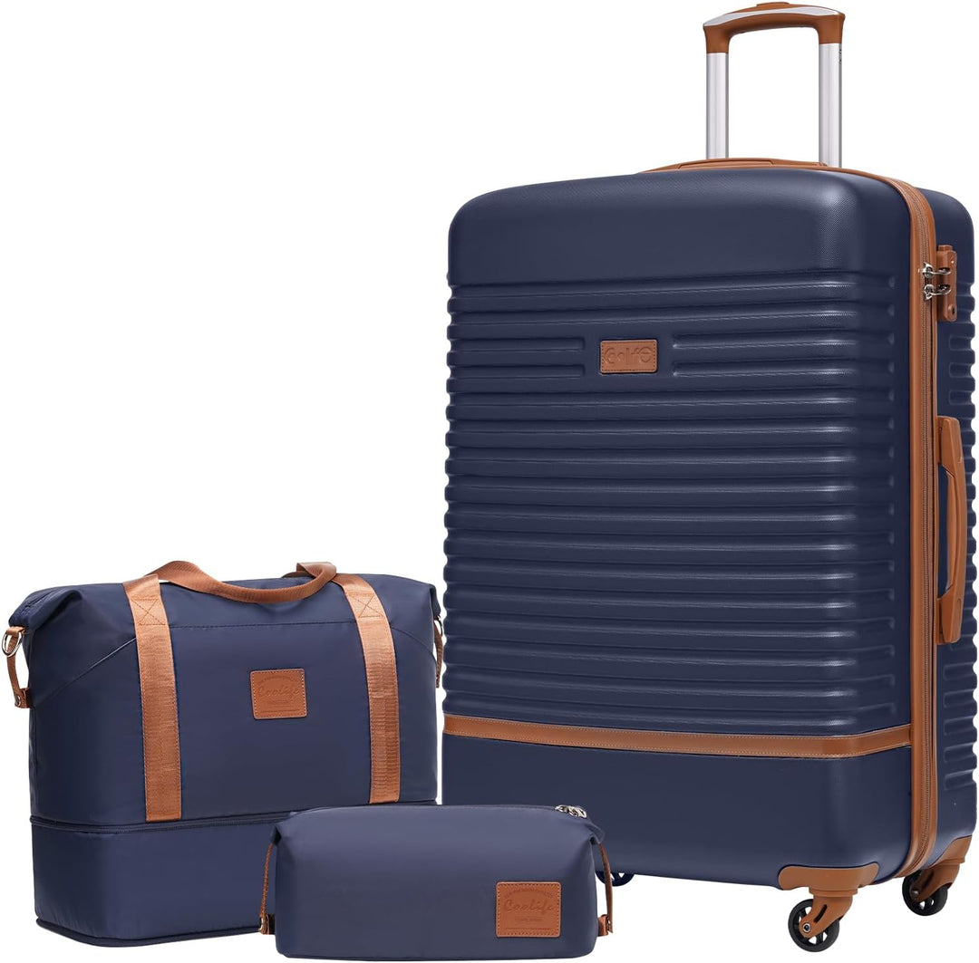 COOLIFE Koffer Trolley Koffer Reisekoffer von ABS Hartschalen Trolley 4 Rollen TSA-Schloss Der Koffe