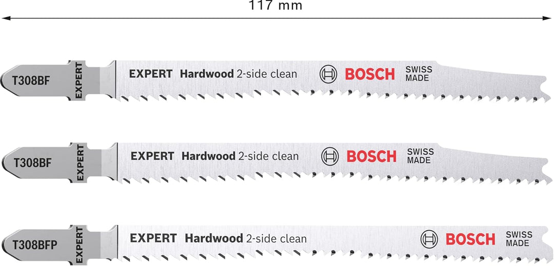 Bosch 3x EXPERT Hardwood 2-side clean Stichsägeblatt-Set (für Kunststoffbeschichtete Platten, Küchen