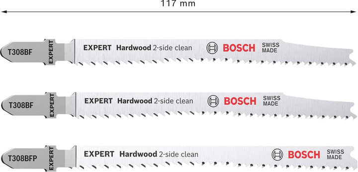 Bosch 3x EXPERT Hardwood 2-side clean Stichsägeblatt-Set (für Kunststoffbeschichtete Platten, Küchen