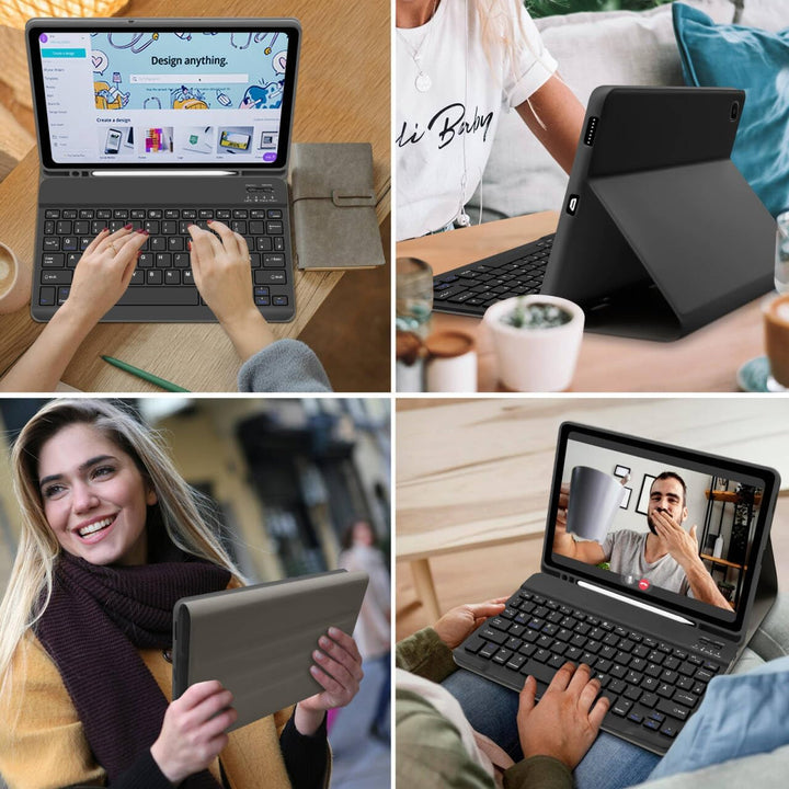Hülle mit Tastatur für Samsung Galaxy Tab S6 Lite 2024/2022/2020, Schutzhülle mit Pencil Halter Wire