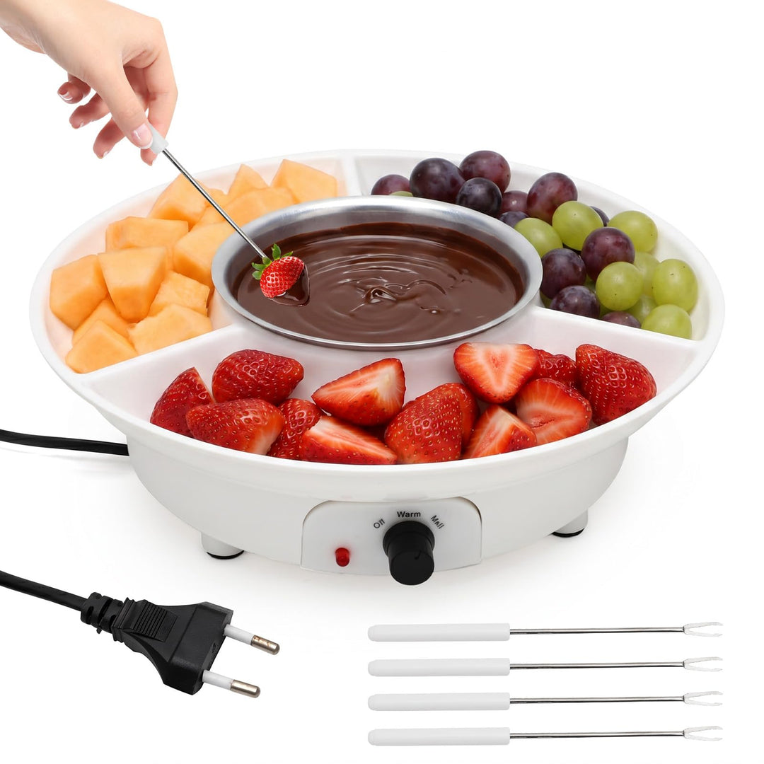 Elektrisches Schokofondue-Set mit 4 Spiessen, 260 ml Schokoladenbrunnen, 2 Temperaturstufen zum Schm