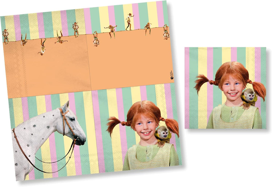 Pippi Langstrumpf Partyset für 8 Kinder - Kindergeburtstag Dekoration