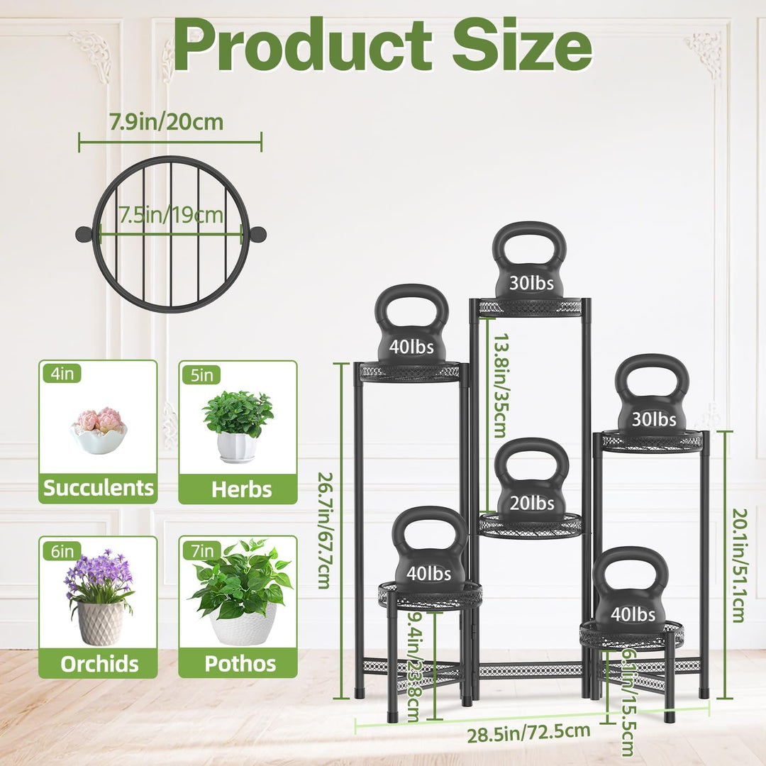 iDavosic.ly Pflanzenständer Metall mit 6 Etagen, Blumenständer Pflanzenregal Blumenregal Indoor Outd
