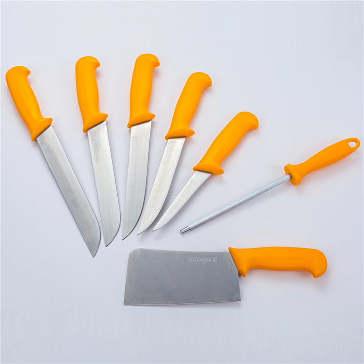 Profi Fleischermesser Set aus Edelstahl - Scharfes Metzgermesser Set bestehend aus 2x Fleischermesse