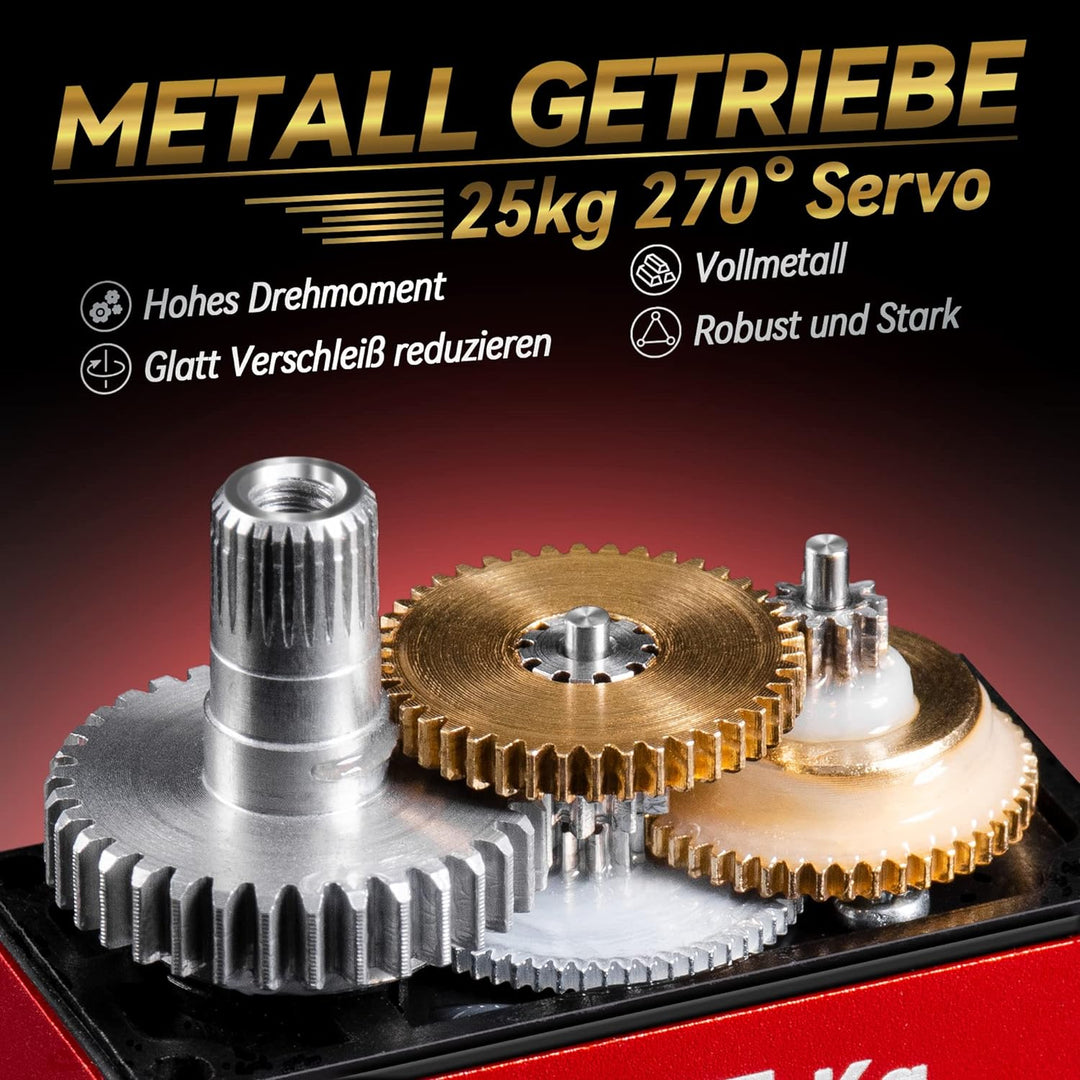Miuzei Digital Servo 25kg Lenkservo Wasserdicht High Torque Metallgetrieb 270 Grad Servo+motor für m