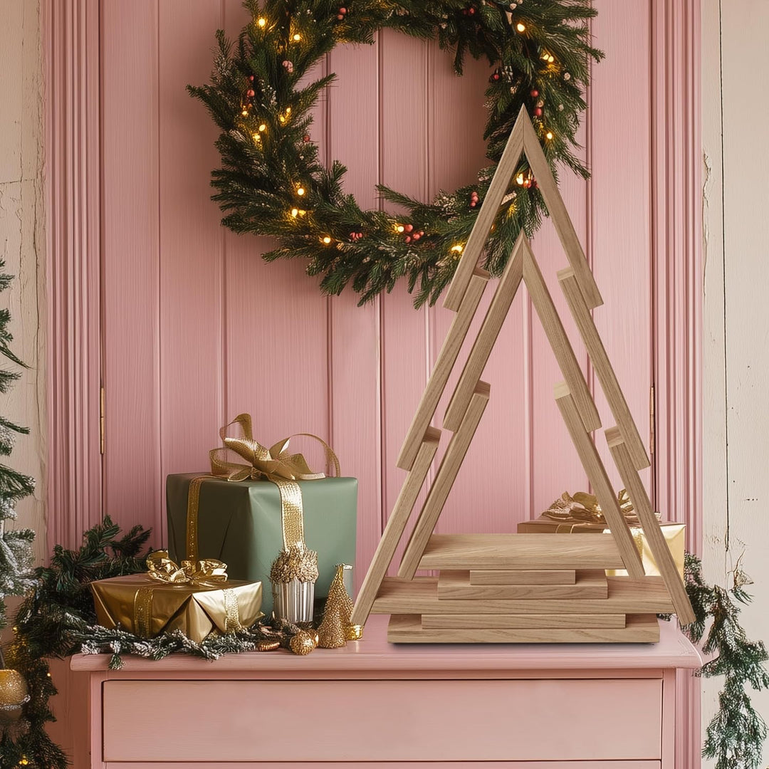 Floranica Weihnachtsbaum aus Holz Elfo Ineinander steckbar Unbehandelt 2er Set Weihnachtsdekoratione