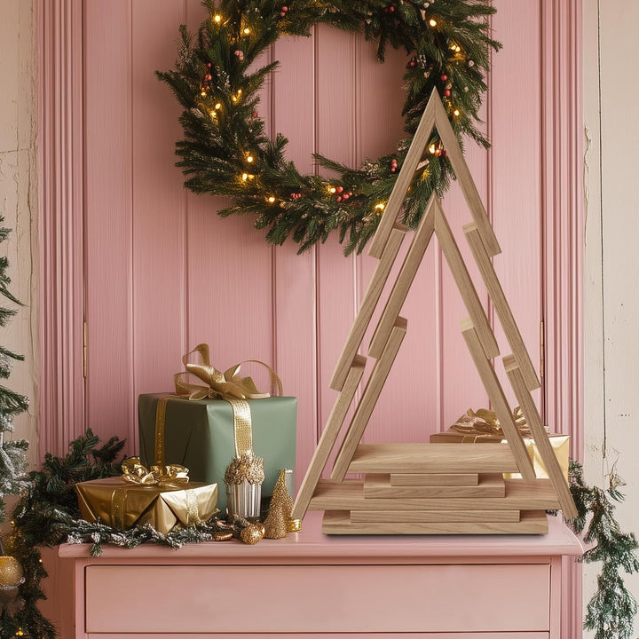 Floranica Weihnachtsbaum aus Holz Elfo Ineinander steckbar Unbehandelt 2er Set Weihnachtsdekoratione