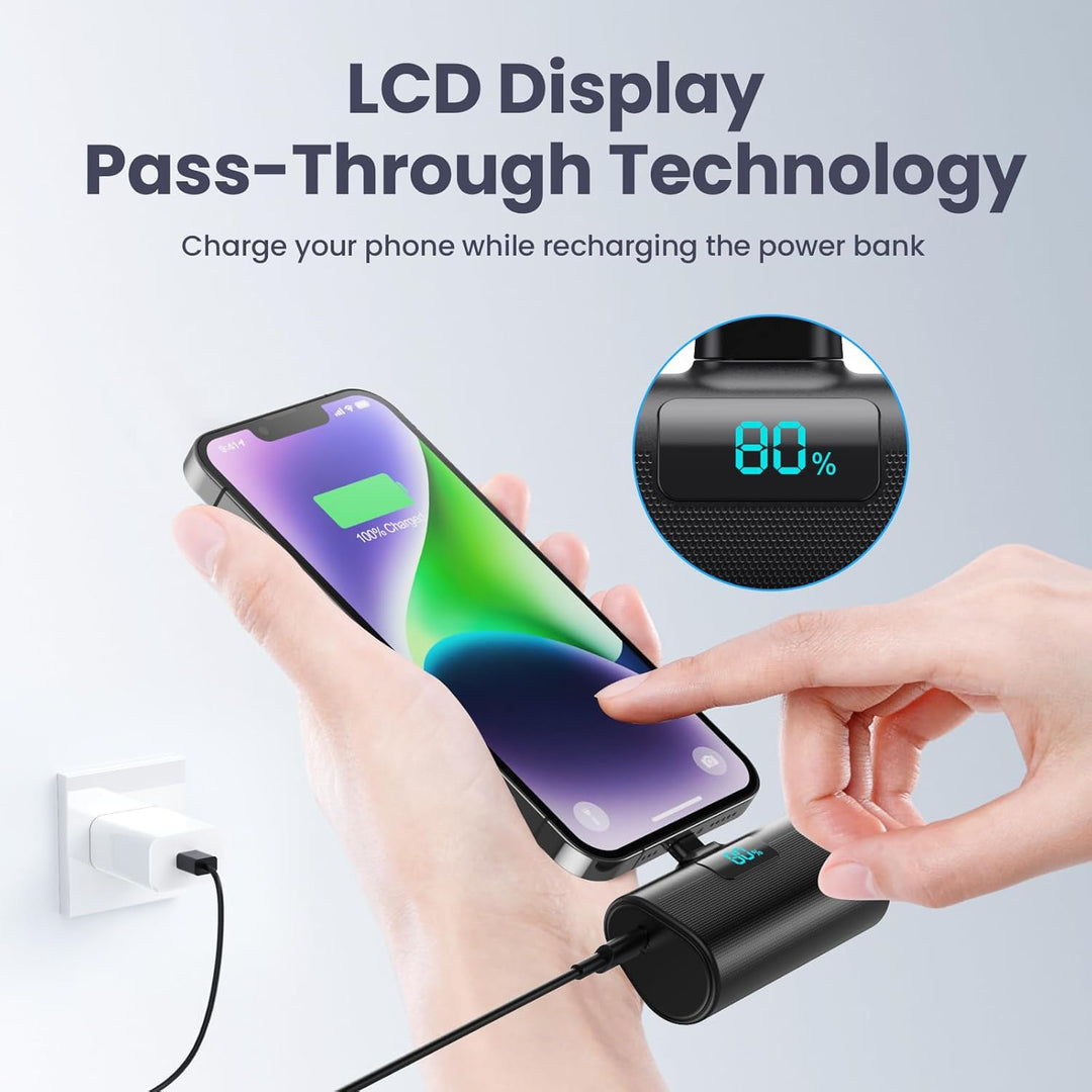 Mini Powerbank 5200mAh für iPhone, Klein Power Bank 20W PD 4.0A Schnellladefunktion Externer Akku, C