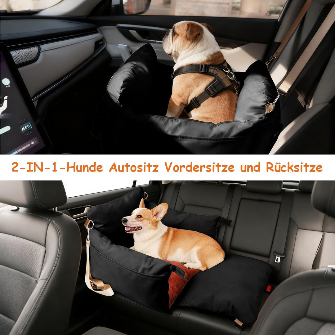 Autositz für kleine Hunde, Wasserdichter 2-in-1-Sitzerhöher für Haustiere mit Seitlichen Griffen und