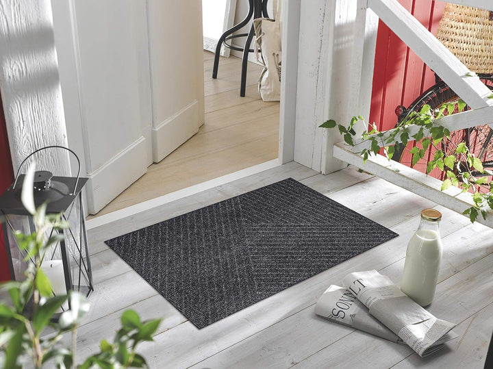 DUNE Stripes dark grey 45x75 cm, innen und aussen, waschbar 45x75cm, 45x75cm