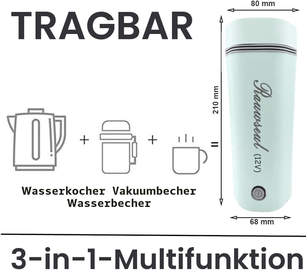 Tragbarer elektrischer Reisebecher, 12 V/7 A, 80W, 350 ml, elektrischer Teekessel für 12 V Auto, 450