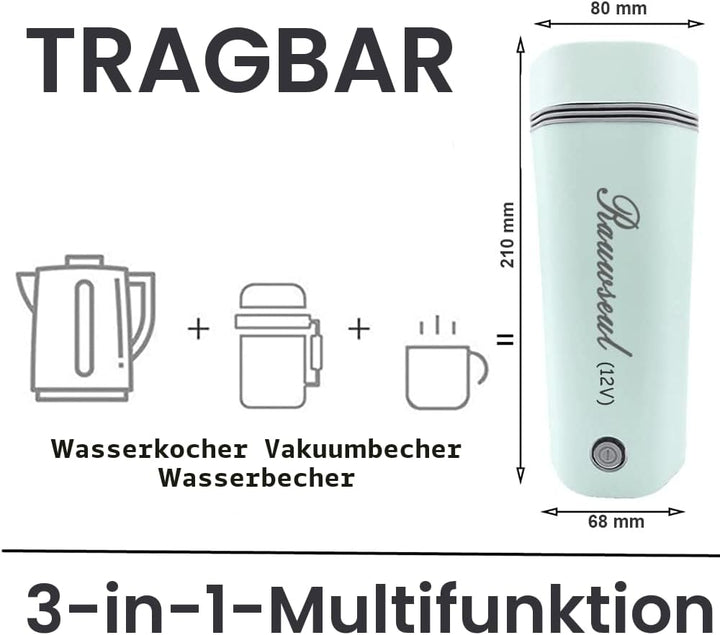 Tragbarer elektrischer Reisebecher, 12 V/7 A, 80W, 350 ml, elektrischer Teekessel für 12 V Auto, 450