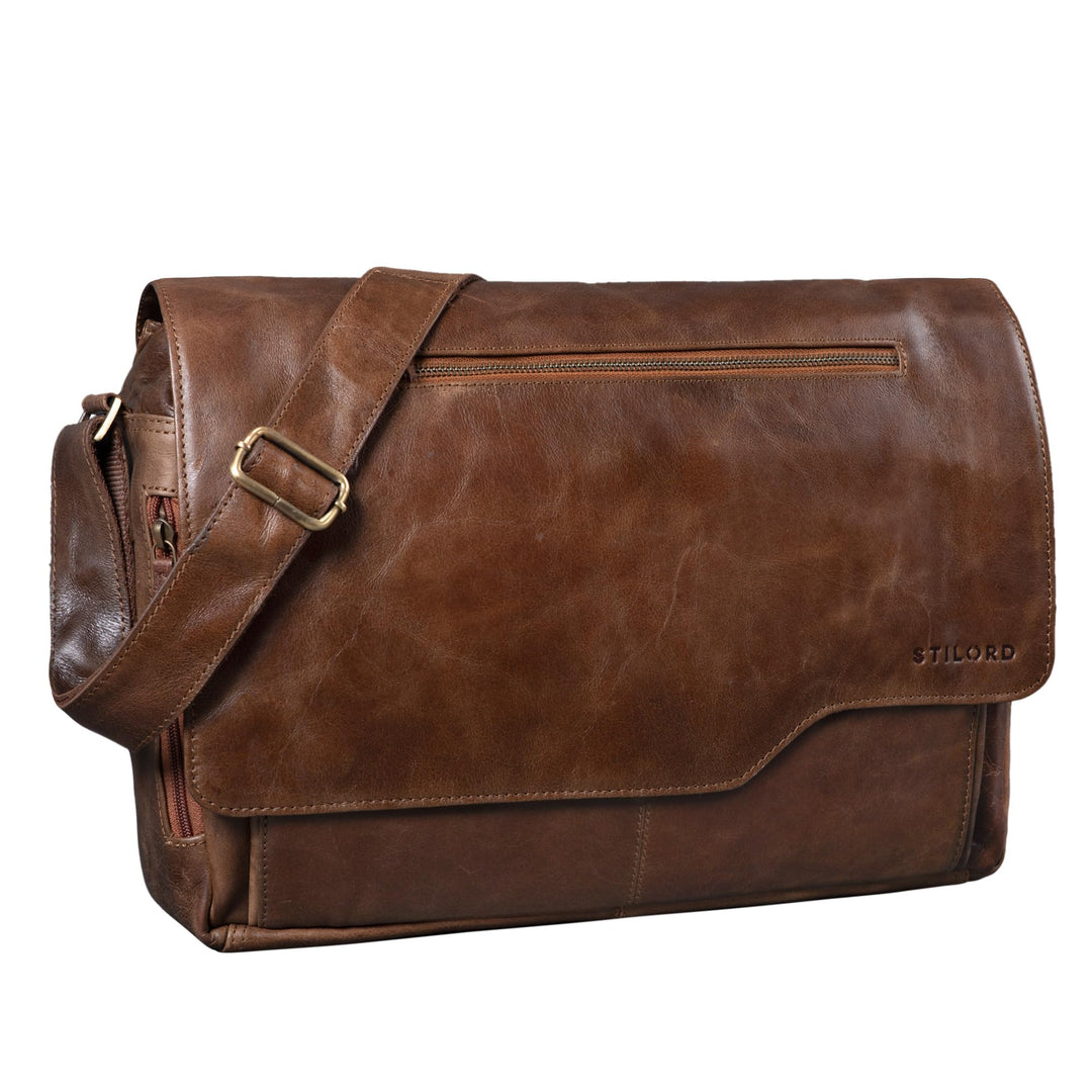 STILORD 'Marvin' Ledertasche Umhängetasche Modernes Vintage Design 15.6 Zoll Laptoptasche grosse Uni