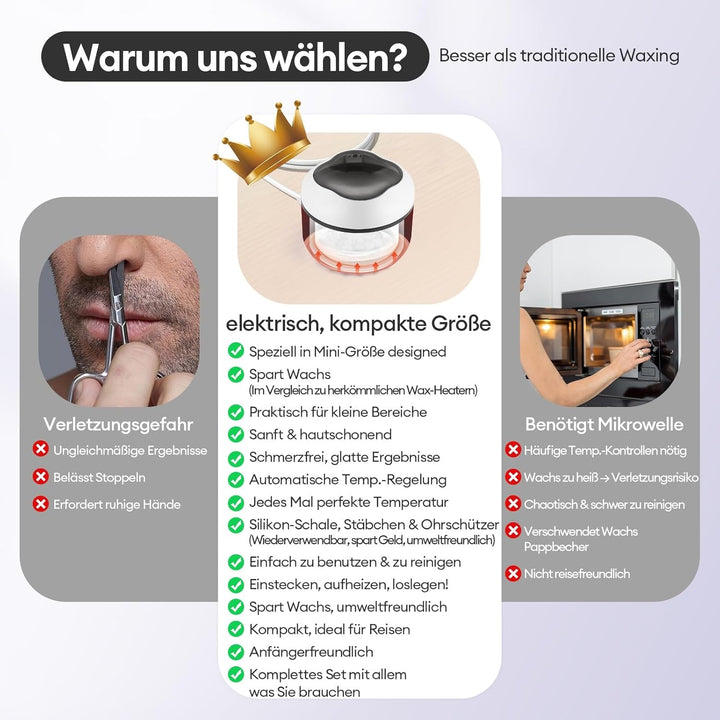 Nasenwachs-Set für Männer und Frauen, 40 g Fassungsvermögen, Nasenhaarentfernung mit Anti-Verlust-De